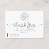 Einfache, handgeschriebene Herzen - Vielen Dank Visitenkarte (Vorderseite)