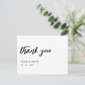 Einfache handgeschriebene Hochzeit Vielen Dank Postkarte (Stehend Vorderseite)
