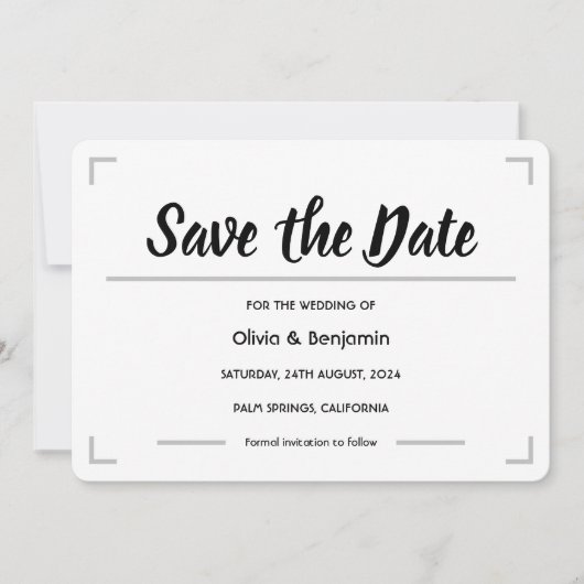 Einfache handgeschriebene Hochzeitsschrift Save The Date (Vorderseite)