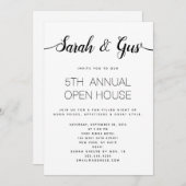 Einfache handgeschriebene Kalligrafie Schwarz/Weiß Einladung (Vorne/Hinten)