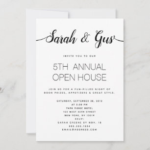 Einfache handgeschriebene Kalligrafie Schwarz/Weiß Einladung