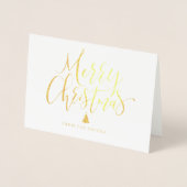 Einfache handgeschriebene Kalligraphie Weihnachtsg Folienkarte (Vorderseite)