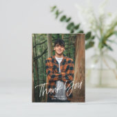 Einfache handgeschriebene moderne Foto Abschluss Dankeskarte (Stehend Vorderseite)
