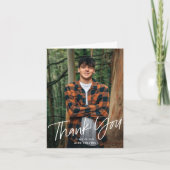 Einfache handgeschriebene moderne Foto Abschluss Dankeskarte (Vorderseite)