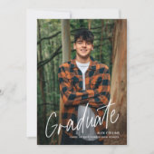 Einfache handgeschriebene moderne Foto Abschluss Einladung (Vorderseite)