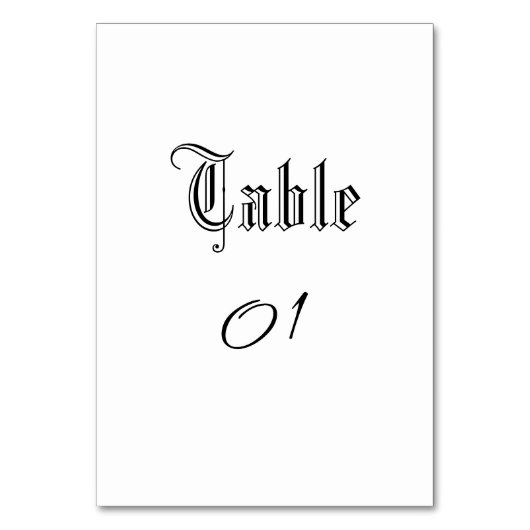 Einfache handgeschriebene rustikale gotische Hochz Tischnummer (Vorderseite)