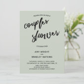 Einfache, handgeschriebene Sage Couples Kinderdusc Einladung (Stehend Vorderseite)