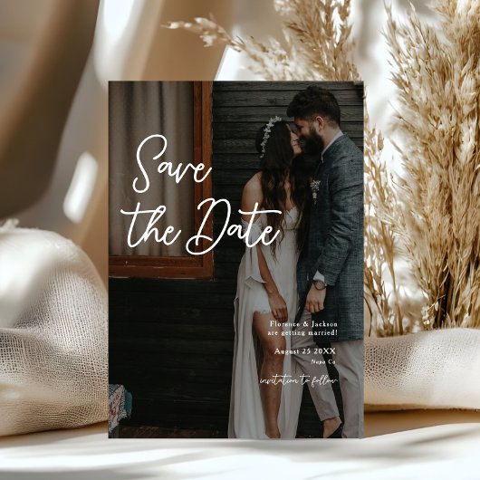 Einfache handgeschriebene Save-The-Date-Hochzeitsf Einladung