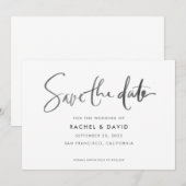 Einfache handgeschriebene Save the Date-Karte für  Date (Vorne/Hinten)