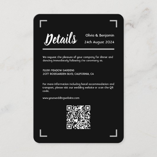 Einfache handgeschriebene schwarze Skripte für Hoc Begleitkarte (Vorderseite)