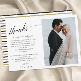 Einfache handgeschriebene Script-Foto-Hochzeit Dankeskarte
