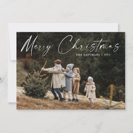 Einfache handgeschriebene Script-Foto Weihnachten (Vorderseite)