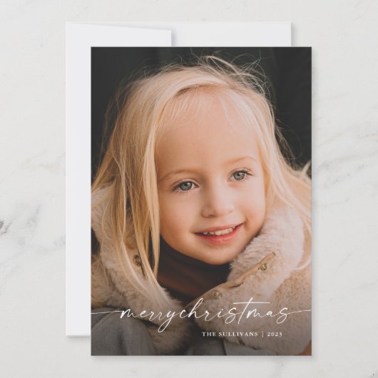 Einfache handgeschriebene Script-Foto Weihnachten (Vorderseite)
