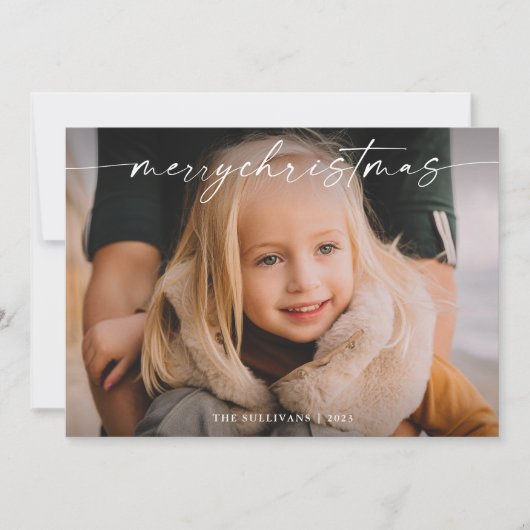 Einfache handgeschriebene Script-Foto Weihnachten (Vorderseite)