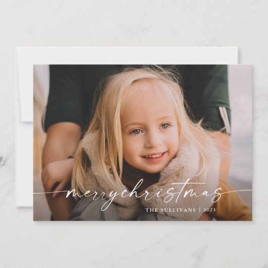 Einfache handgeschriebene Script-Foto Weihnachten (Vorderseite)