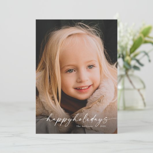 Einfache handgeschriebene Script-Foto Weihnachten (Stehend Vorderseite)