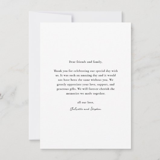 Einfache handgeschriebene Skript-Foto-Hochzeit Dankeskarte (Rückseite)