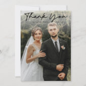 Einfache handgeschriebene Skript-Foto-Hochzeit Dankeskarte (Vorderseite)