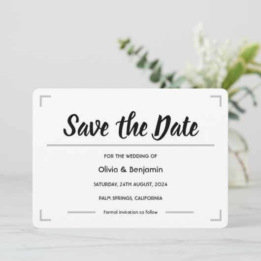 Einfache handgeschriebene SkriptWedding Save The Date (Stehend Vorderseite)