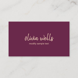 Einfache handgeschriebene Typografie Burgundy Lila Visitenkarte