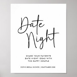 Einfache handgeschriebene Typografie Date Night Ja Poster