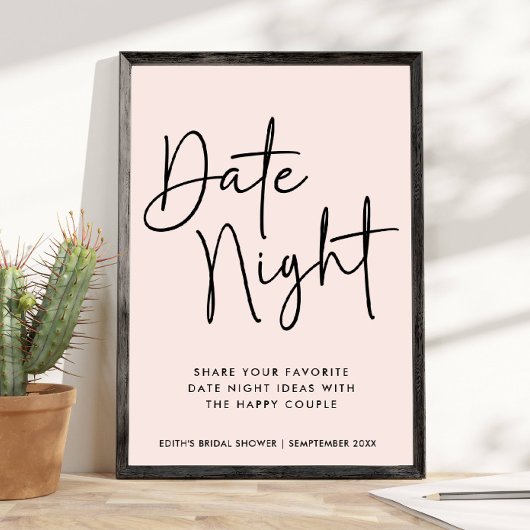 Einfache handgeschriebene Typografie Date Night Ja Poster