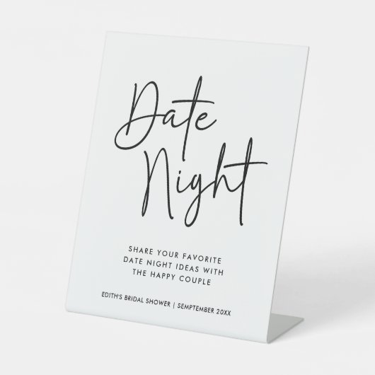 Einfache handgeschriebene Typografie Date Night Ja Sockelschild (Vorderseite)