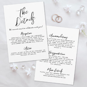 Einfache handgeschriebene Whimsical Wedding Detail Begleitkarte