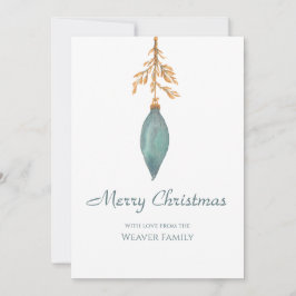 Einfache handgestrichene Wasserfarbe Türkis Weihna Feiertagskarte