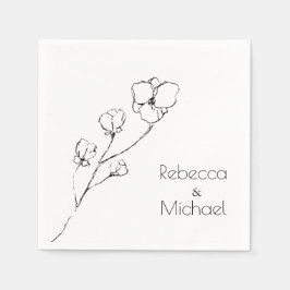 Einfache handGezeichnet Blütenbezeichnung Serviette