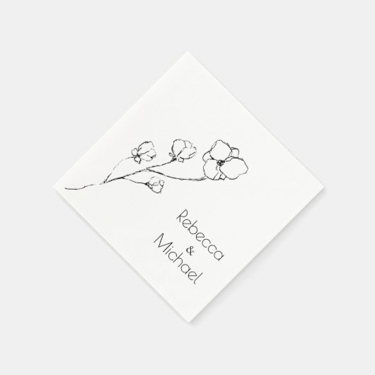 Einfache handGezeichnet Blütenbezeichnung Serviette (Ecke)