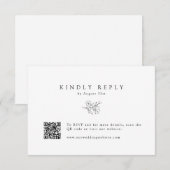 Einfache handGezeichnet Cherry Blossom QR-Hochzeit RSVP Karte (Vorne/Hinten)