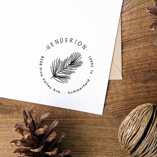 Einfache handgezeichnet Pine Rustikale Rücksendead Gummistempel