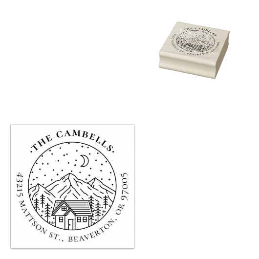 Einfache handgezeichnet Rücksendeadresse-Bergnacht Gummistempel (Stempel)