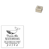 Einfache handgezeichnet Rücksendeadresse von Whale Gummistempel (Stempel)