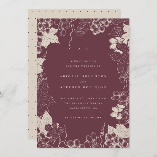 Einfache, handgezeichnet Weingartenhochzeit Einladung (Vorne/Hinten)