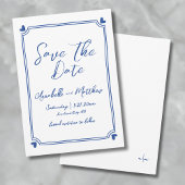 Einfache handgezeichnete blaue Hochzeit Save The Date