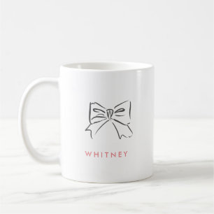 Einfache handgezeichnete Coquette-Schleife Rosa Pe Kaffeetasse