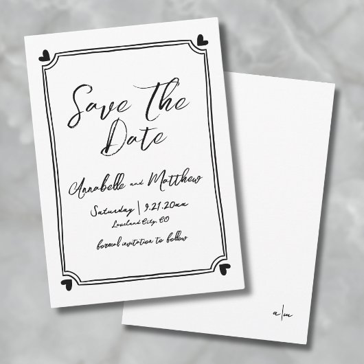 Einfache handgezeichnete Hochzeit rettet das Datum Save The Date