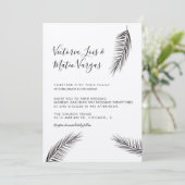 Einfache handgezeichnete Palmenbaumleaf Schwarze H Einladung (Stehend Vorderseite)