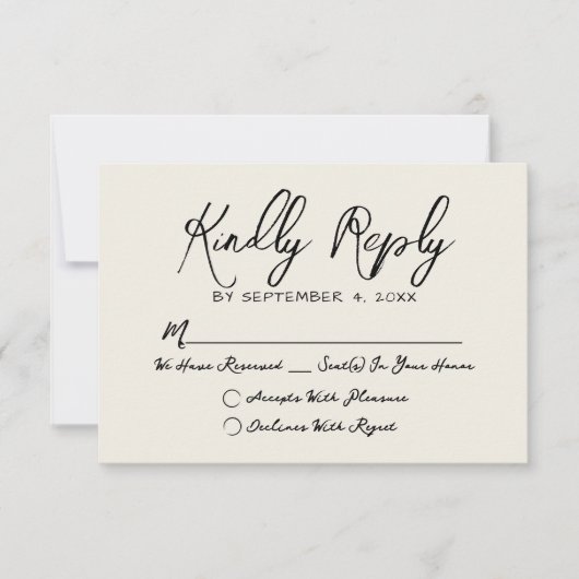 Einfache, handgezeichnete Vintage Whimsikensehen RSVP Karte (Vorderseite)