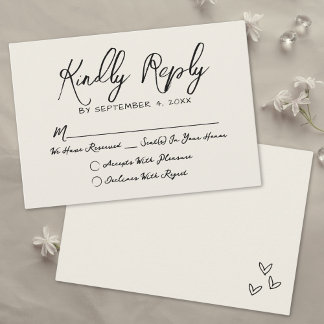 Einfache, handgezeichnete Vintage Whimsikensehen RSVP Karte