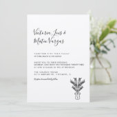 Einfache handgezogene Palmbaume gepunktete Hochzei Einladung (Stehend Vorderseite)