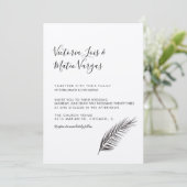 Einfache handgezogene Palmenbaumleaf-Hochzeit Einladung (Stehend Vorderseite)