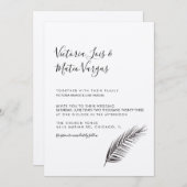 Einfache handgezogene Palmenbaumleaf-Hochzeit Einladung (Vorne/Hinten)