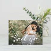 Einfache Handhabung Minimale Hochzeit Foto Herz Dankeskarte (Stehend Vorderseite)