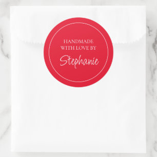 Einfache Handmade mit Liebe Red Runder Aufkleber