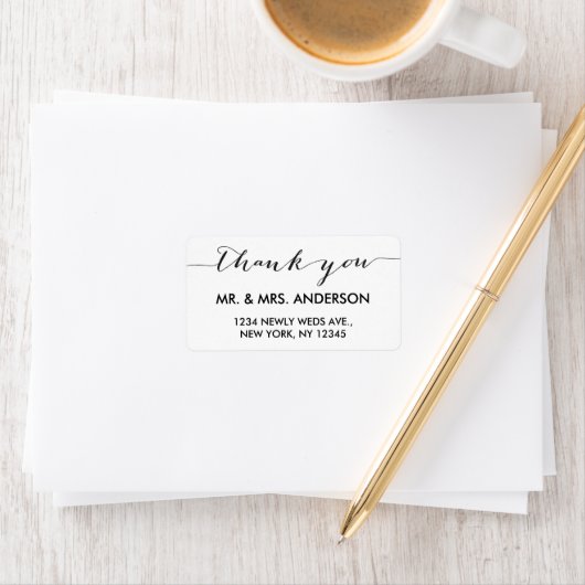 Einfache Handschrift Hochzeit Vielen Dank Adressaufkleber (Insitu)
