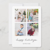 Einfache Handschrift Multi Foto Collage Feiertagskarte (Vorderseite)