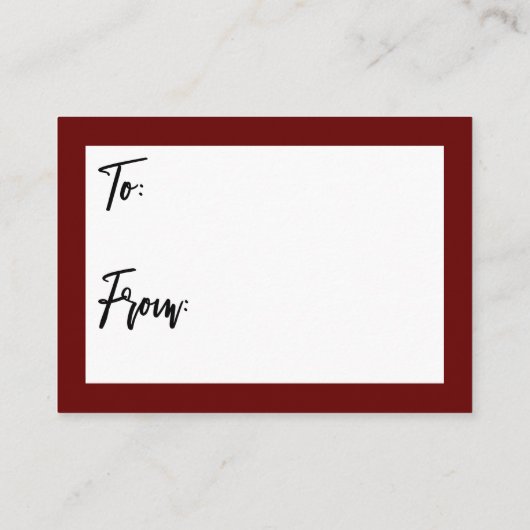 Einfache Handschrift ohne Wrap-Dusche Burgund Begleitkarte (Rückseite)